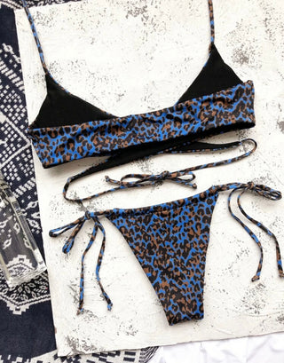 Leopard Blue Bikini Swimsuit