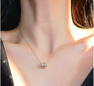 Stainless Steel Roman numeral crystal necklace